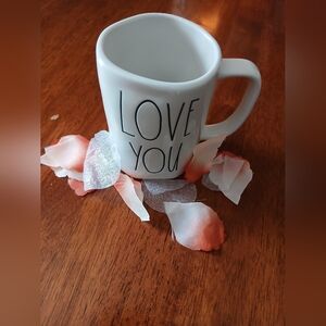RAE DUNN White Ceramic Mug with 'Love You' Design